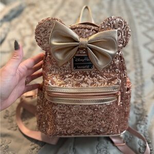 Disney Gold Sequin Backpack with Bow